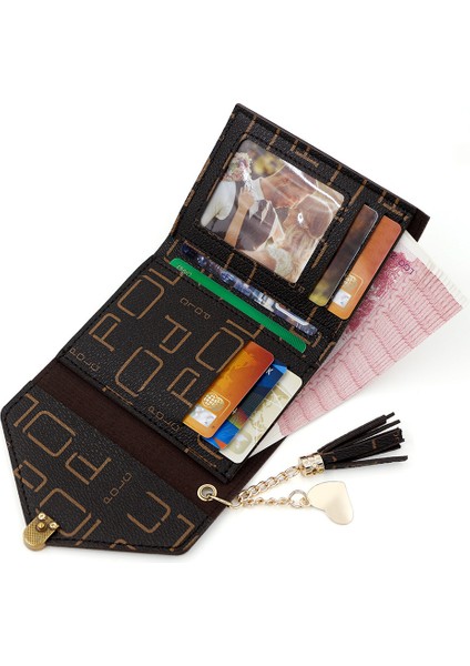 Moda Toka Bayanlar Kısa Cüzdan Küçük Üç Katlı Kart Tutucu Para Cüzdanı Kadın Clutch (Yurt Dışından)