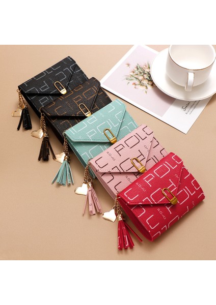 Moda Toka Bayanlar Kısa Cüzdan Küçük Üç Katlı Kart Tutucu Para Cüzdanı Kadın Clutch (Yurt Dışından)
