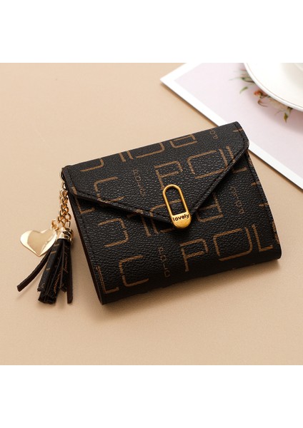 Moda Toka Bayanlar Kısa Cüzdan Küçük Üç Katlı Kart Tutucu Para Cüzdanı Kadın Clutch (Yurt Dışından)