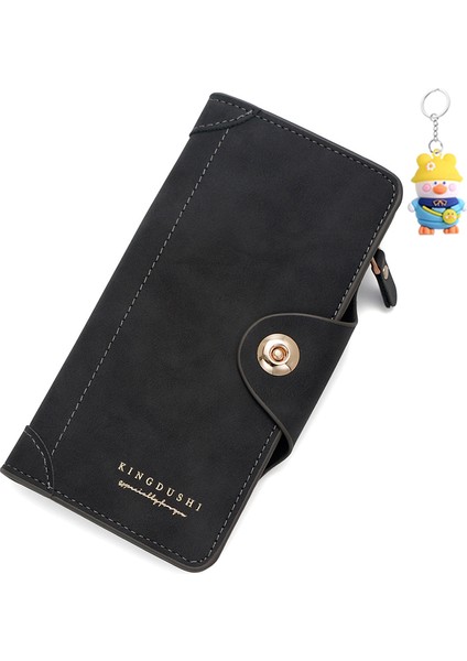 Uzun Erkek Cüzdan Clutch Manyetik Toka Çoklu Kart Yuvası Taşınabilir Para Cüzdanı (Yurt Dışından)