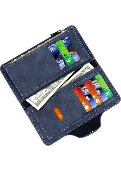 Uzun Erkek Cüzdan Clutch Manyetik Toka Çoklu Kart Yuvası Taşınabilir Para Cüzdanı (Yurt Dışından)