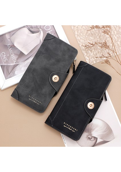 Uzun Erkek Cüzdan Clutch Manyetik Toka Çoklu Kart Yuvası Taşınabilir Para Cüzdanı (Yurt Dışından)