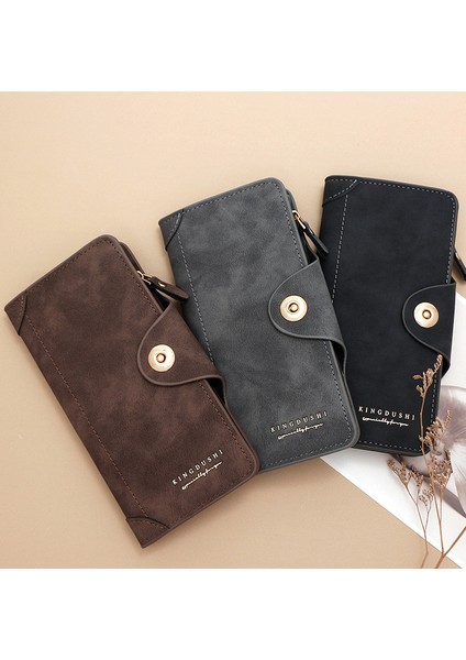 Uzun Erkek Cüzdan Clutch Manyetik Toka Çoklu Kart Yuvası Taşınabilir Para Cüzdanı (Yurt Dışından)