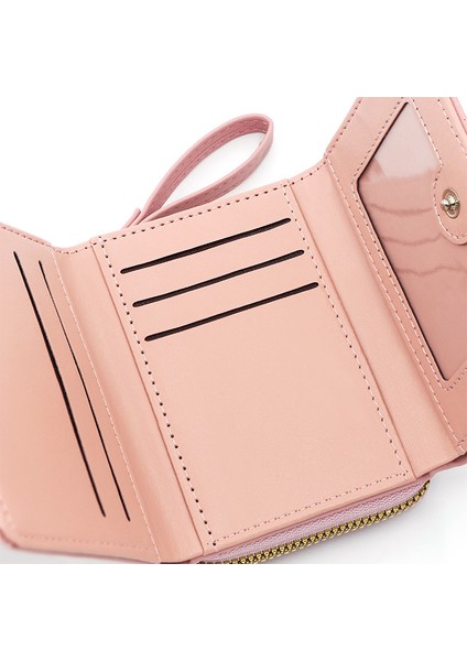 Bayanlar Kısa Fermuarlı Cüzdan Clutch Düz Renkli Basit Para Cüzdan Kart Tutucu (Yurt Dışından)