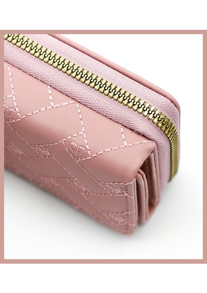 Bayanlar Kısa Fermuarlı Cüzdan Clutch Düz Renkli Basit Para Cüzdan Kart Tutucu (Yurt Dışından)