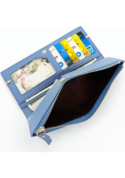 Moda Buzlu Deri Kadın Uzun Cüzdan Büyük Kapasiteli Kart Tutucu Bozuk Para Cüzdanı El Çanta Fermuarlı Kadın Cüzdanı (Yurt Dışından) modelleri