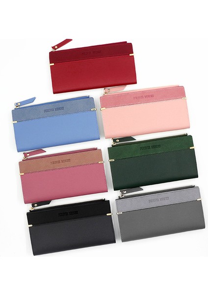 Moda Buzlu Deri Kadın Uzun Cüzdan Büyük Kapasiteli Kart Tutucu Bozuk Para Cüzdanı El Çanta Fermuarlı Kadın Cüzdanı (Yurt Dışından) fırsatları