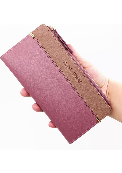 Moda Buzlu Deri Kadın Uzun Cüzdan Büyük Kapasiteli Kart Tutucu Bozuk Para Cüzdanı El Çanta Fermuarlı Kadın Cüzdanı (Yurt Dışından) indirimleri