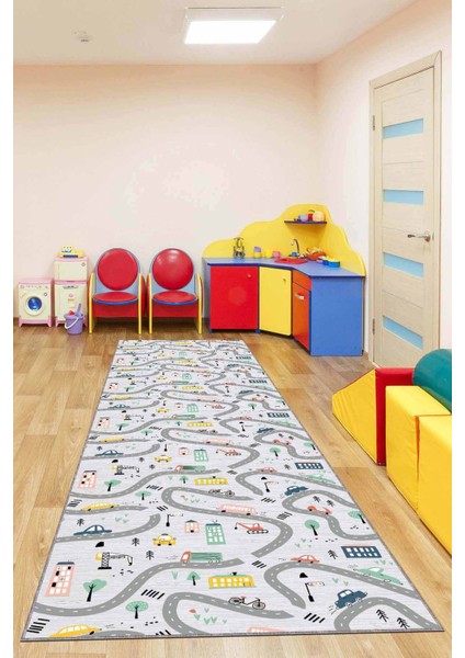 Gri Kaymaz Çocuk Kreş Kesme Rulo Özel Ölçülü Yolluk AR250