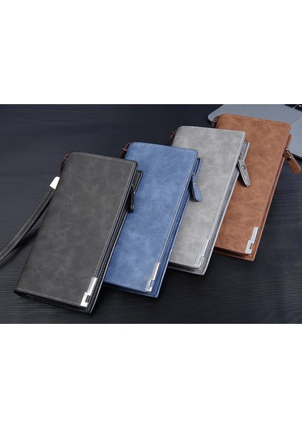 Erkekler Clutch Iş Çoklu Kart Yuvası Kart Tutucu Snap Düğmeli Clutch Cüzdan (Yurt Dışından)