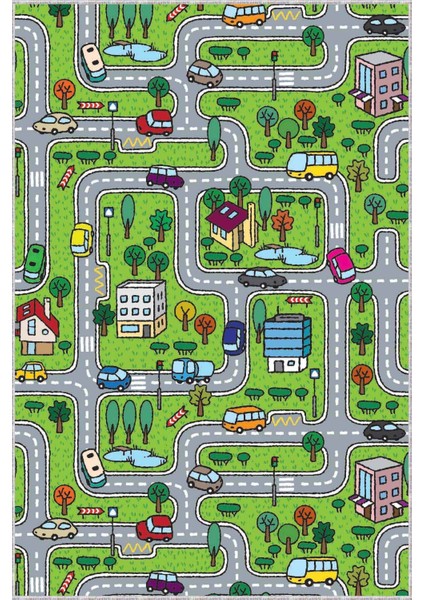 Yeşil Kaymaz Çocuk Kreş Kesme Rulo Özel Ölçülü Yolluk AR251 modelleri