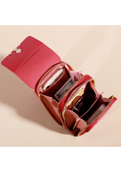 Cep Telefonu Çantası Crossbody Dokunmatik Ekran Çok Fonksiyonlu Basit Cüzdan Omuz Çantası Taşınabilir Kart (Yurt Dışından)