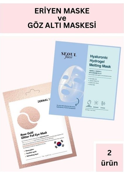Hiyalüronik Asit Içerikli Şeffaflaşan Eriyen Maske 34 gr ve Rose Gold Göz Altı Maskesi 4 gr Seti