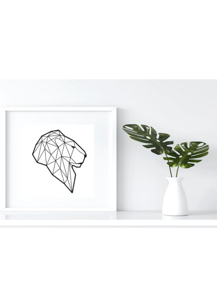 Origami Aslan Başı Dekoratif Tablo - 3D Figürlü Minimalist Dekorasyon
