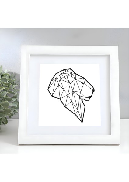 Origami Aslan Başı Dekoratif Tablo - 3D Figürlü Minimalist Dekorasyon
