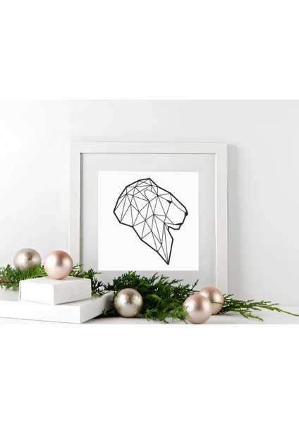 Origami Aslan Başı Dekoratif Tablo - 3D Figürlü Minimalist Dekorasyon