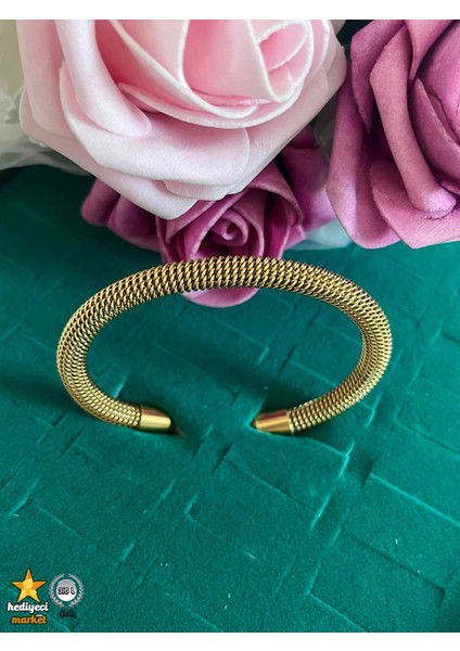316 L Paslanmaz Çelik Gold Hasır Kadın Bileklik - HMÇB-0072 fırsatları