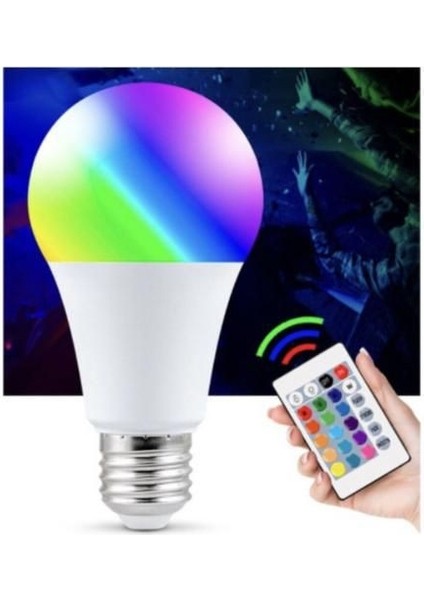 5 Adet Kumandalı, 20 Farklı Işık Renkli, Çakar Modlu Akıllı LED Ampul, Çok Kaliteli Rgb E-27 Ampul