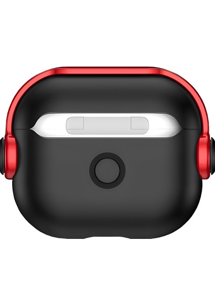 Buff Airpods 4 ile Uyumlu Kilitli Kapak Djpods Kılıf Black-Red