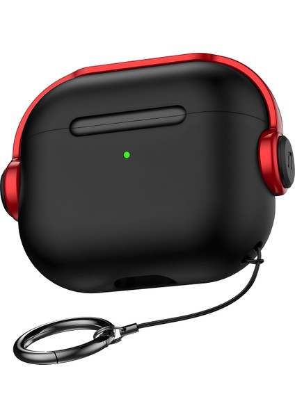 Buff Airpods 4 ile Uyumlu Kilitli Kapak Djpods Kılıf Black-Red