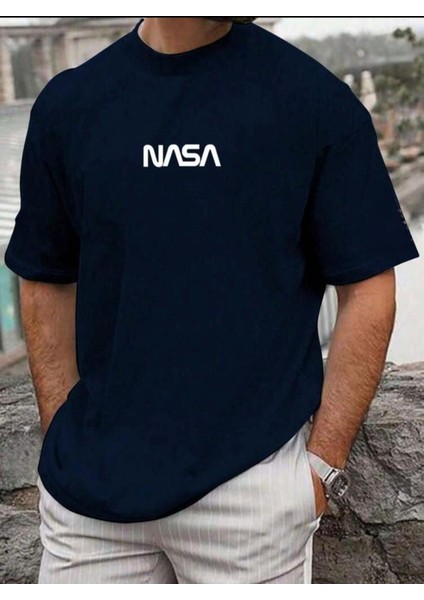 Nasa Yazı Baskılı Basic T-Shirt