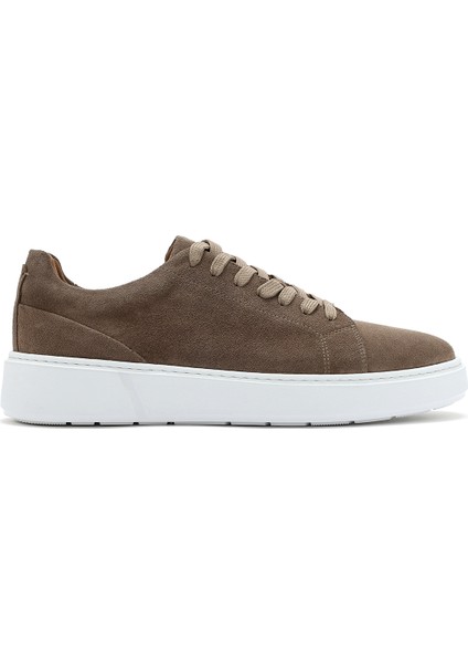 Erkek Bej Bağcıklı Süet Deri Sneaker 25SFD612710