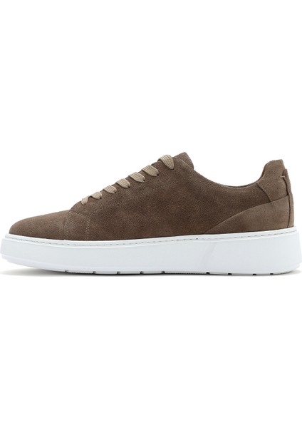 Erkek Bej Bağcıklı Süet Deri Sneaker 25SFD612710