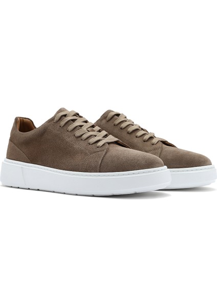 Erkek Bej Bağcıklı Süet Deri Sneaker 25SFD612710
