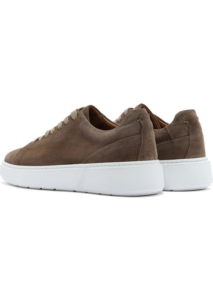 Erkek Bej Bağcıklı Süet Deri Sneaker 25SFD612710