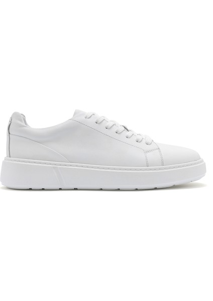 Erkek Beyaz Bağcıklı Deri Sneaker 25SFD612718