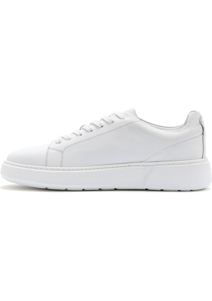 Erkek Beyaz Bağcıklı Deri Sneaker 25SFD612718