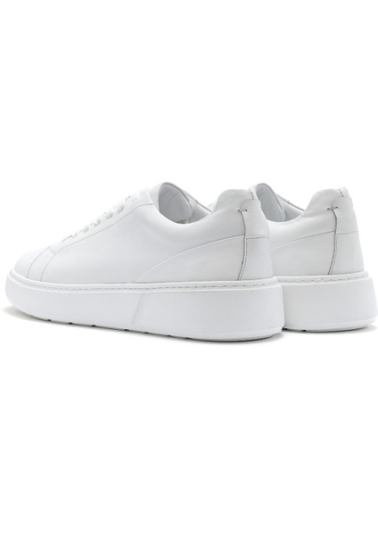 Erkek Beyaz Bağcıklı Deri Sneaker 25SFD612718