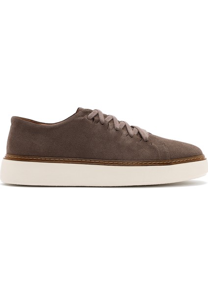 Erkek Vizon Bağcıklı Kalın Tabanlı Süet Deri Sneaker 25SFD632010
