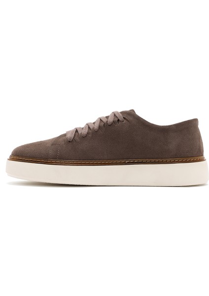 Erkek Vizon Bağcıklı Kalın Tabanlı Süet Deri Sneaker 25SFD632010