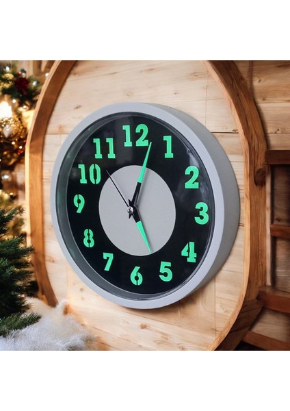 Mini Fosforlu Siyah Beyaz Duvar Saati Çap 22 cm indirimleri