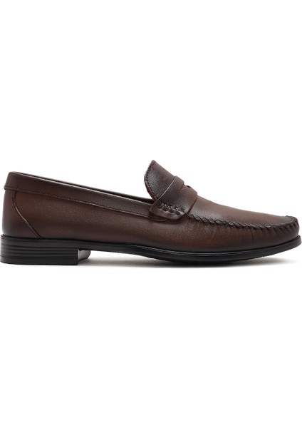 Erkek Kahverengi Deri Casual Loafer 25SFD754118