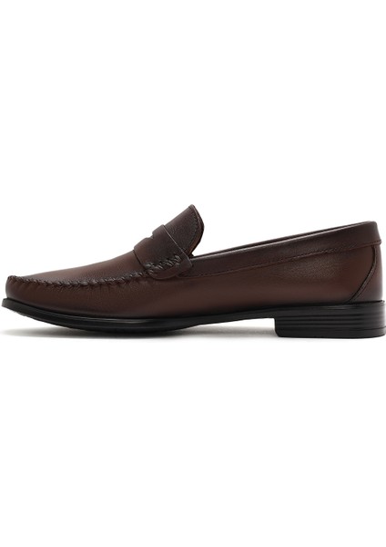 Erkek Kahverengi Deri Casual Loafer 25SFD754118