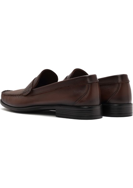 Erkek Kahverengi Deri Casual Loafer 25SFD754118