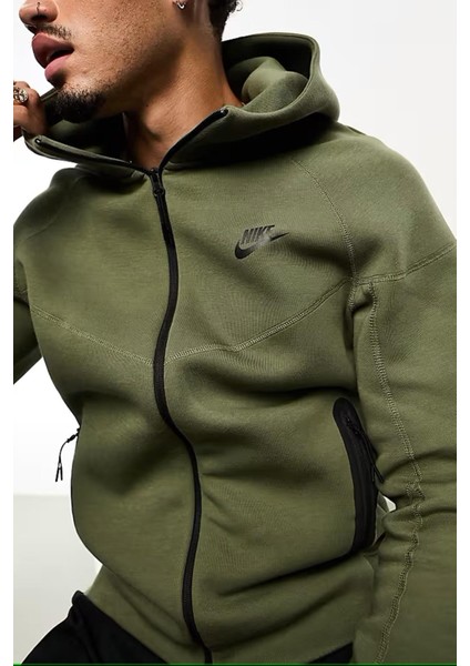 Tech Fleece Full Zip Windrunner Hoodie Green Kapüşonlu Unisex Sweatshirt Haki Yeşil modelleri