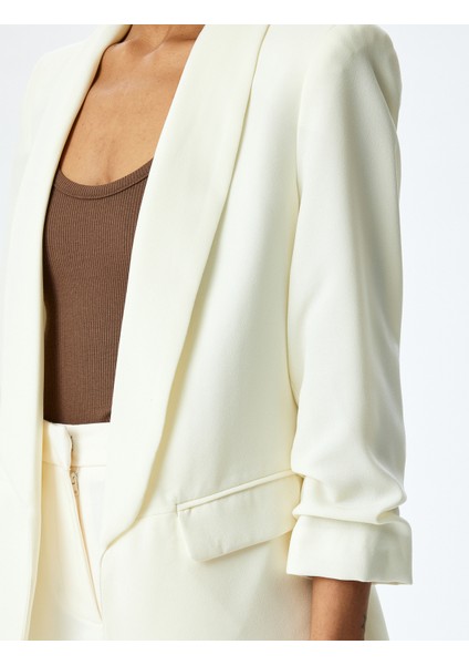 Drape Detaylı 3/4 Uzun Kollu Blazer Ceket