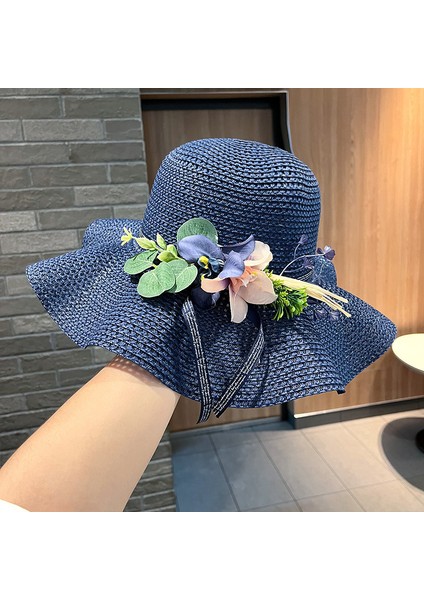 Yaz Güneşlik Hasır Şapka Tatil Uv Koruma Güneş Şapkası (Yurt Dışından)