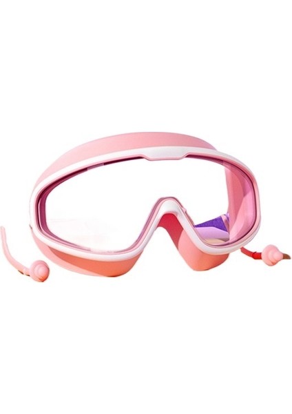 Çocuk Geniş Çerçeveli Yüzme Gözlüğü, Yüksek Çözünürlüklü Buğu Önleyici Gözlükler ve Kulak Tıkaçları (Yurt Dışından)