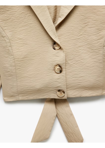 Düğmeli Uzun Kollu Bağlama Detaylı Crop Gömlek indirimleri