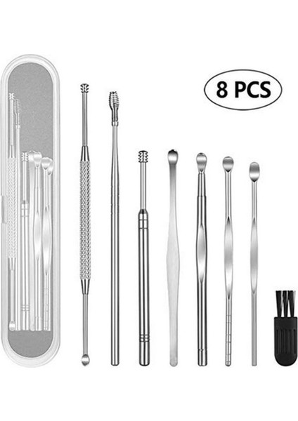 8 Adet Kulak Temizleme Çubuğu Temizleme Seti Sağlık Aracı Kulak Wax Sökücü Temizleyici Kulak Kaşığı Temizleme Kulaklar Curette Kiti Gümüş (Yurt Dışından)