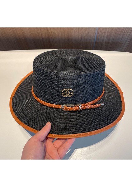 Yaz Düz Hasır Şapka Bayanlar Ingiliz Tarzı Küçük Pot Şapka (Yurt Dışından)