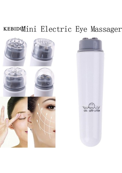 Kebidu Mini Elektrikli Göz Masaj Sopa Yüz Cilt Göz Bakım Kalemi 4 Değiştirilebilir Masaj Başlıkları ile (Yurt Dışından)