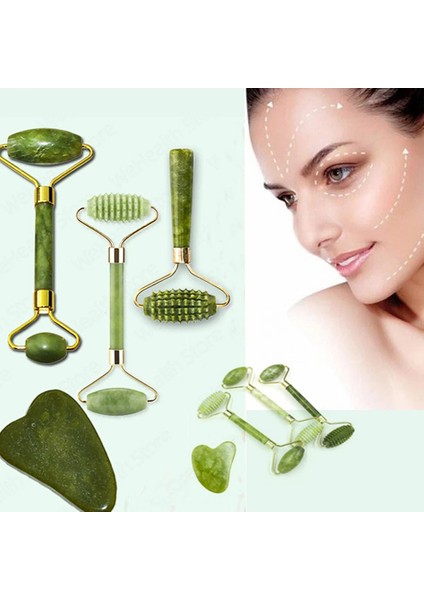 Guasha Doğal Taş Yeşim Yüz Masajı Gua Sha Masaj Aracı Masaj Yeşim Rulo Seti Visage Rouleau De Masaj Rouleau Visage (Yurt Dışından)