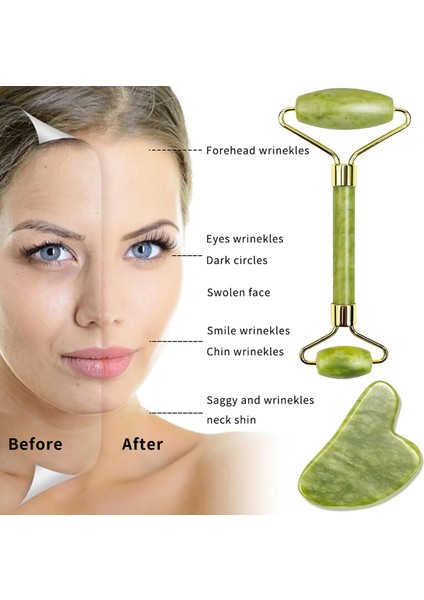 Guasha Doğal Taş Yeşim Yüz Masajı Gua Sha Masaj Aracı Masaj Yeşim Rulo Seti Visage Rouleau De Masaj Rouleau Visage (Yurt Dışından) modelleri
