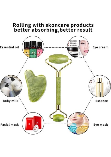 Guasha Doğal Taş Yeşim Yüz Masajı Gua Sha Masaj Aracı Masaj Yeşim Rulo Seti Visage Rouleau De Masaj Rouleau Visage (Yurt Dışından) fırsatları