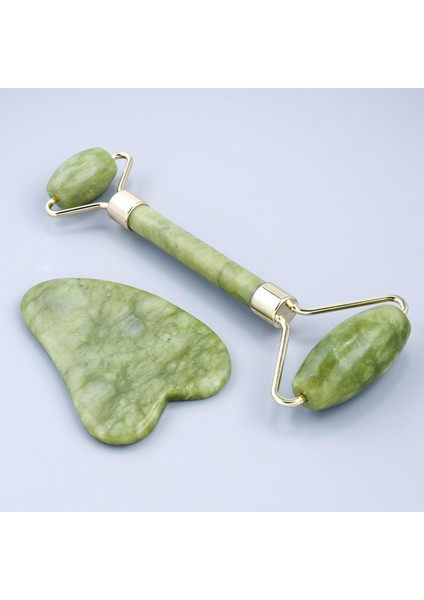 Yüz Masajı Silindiri Guasha Kazıma Tahtası Seti Çift Kafalı Yeşim Taşı Yüz Masajı Kaldırma Vücut Ince Boyun Yüz Kaldırma (Yurt Dışından)